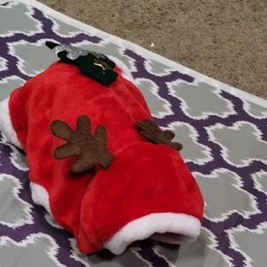 Festive Red Pet Costume with Antlers